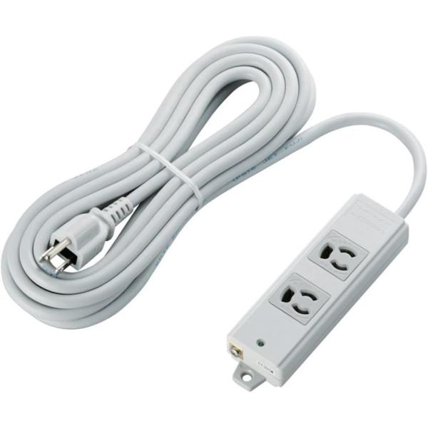 エレコム 電源タップ 抜け止め コンセント 2個口 3Pプラグ マグネット付き 5m グレー T-WRM3250LG/RS