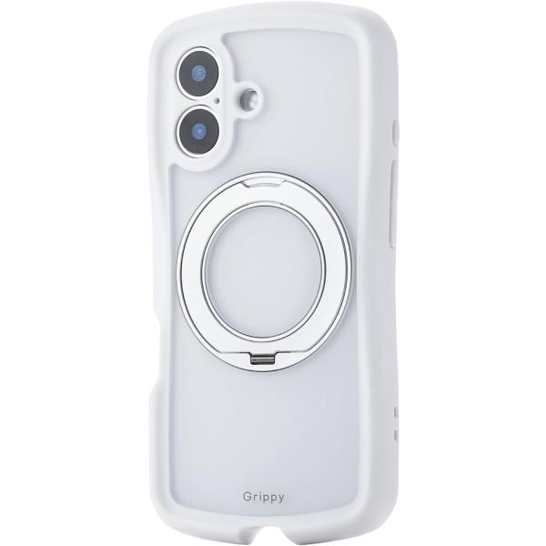 iPhone17 ケース カバー マット加工 耐衝撃 衝撃吸収 マグネット MAGKEEP 回転式スタンド ハイブリッド カメラ保護 ワイヤレス充電 ホワイト PM-A25AGRSTKMWH