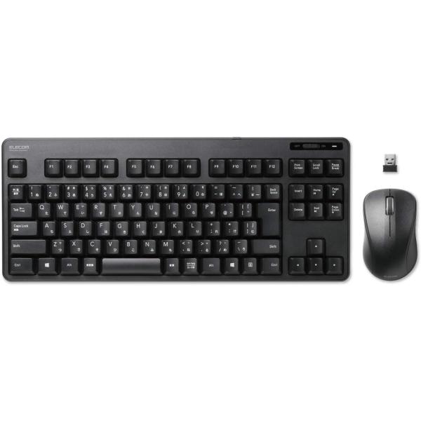 エレコム ワイヤレスキーボード マウスセット レシーバー付属 メンブレン コンパクトキーボード ブラック TK-FDM105MBK