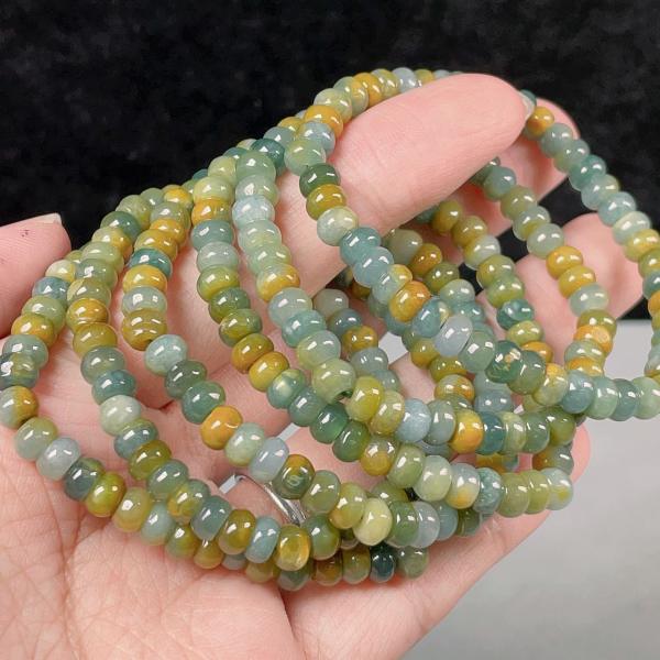 18Kゴールドと翡翠のブレスレット ◇高品質◇ ミャンマー産本翡翠ブレスレット（鑑別書付） 7mm