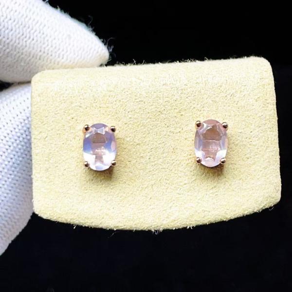 PROME 天然石・特別仕様品・限定品・高品質・ローズクオーツ・白銅製・ピアス ・P10399