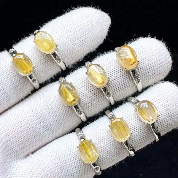 PROME 天然石 特別仕様品・限定品・再入荷不可・ゴールデンルチルクォーツ・白銅指輪・フリーサイズ・P10454