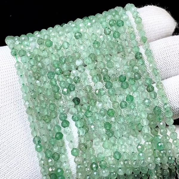 PROME 天然石・高品質 ・グリーンストロベリークォーツ・マダガスカ産・ミラーボールカット・3mm ・40cm・連材・DIY・ハンドメイド用・ NO.P5223