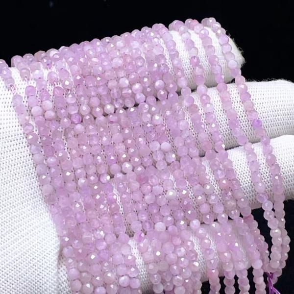 PROME 天然石・高品質 ・クンツァイト・リチア輝石・ブラジル産・ミラーボールカット・3mm ・40cm・連材・DIY・ハンドメイド用・ NO.P5227