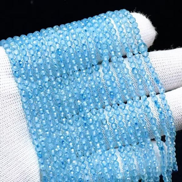 PROME 天然石・高品質 ・ブルートパーズ・ブラジル産・ミラーボールカット・3mm ・40cm・連材・DIY・ハンドメイド用・ NO.P5233