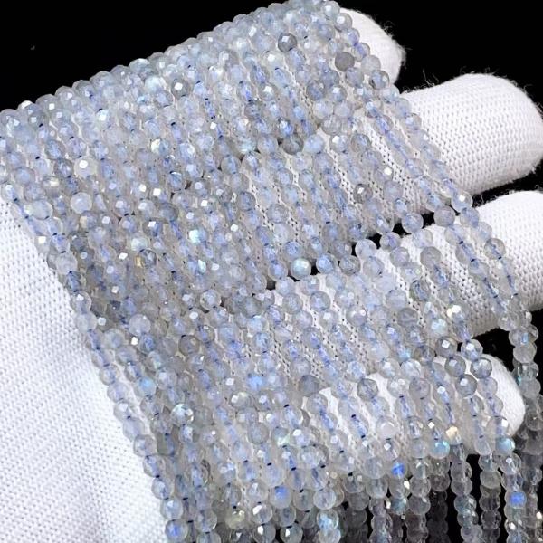 PROME 天然石・高品質 ・ラブラドライト・カナダ産・ミラーボールカット・3mm ・40cm・連材・DIY・ハンドメイド用・ NO.P5246