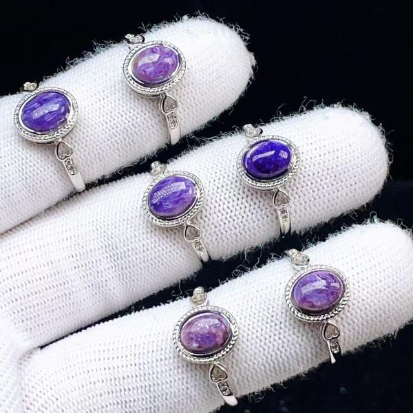 PROME 天然石・特別仕様品・限定品・再入荷不可・チャロアイト・白銅（キュプロニッケル）製・指輪・フリーサイズ・P6889