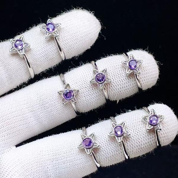 PROME 天然石 特別仕様品・限定品・再入荷不可・アメジスト・白銅指輪・フリーサイズ・P7564