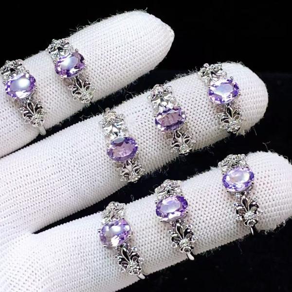 PROME 天然石 特別仕様品・限定品・再入荷不可・アメジスト・白銅指輪・フリーサイズ・P8090
