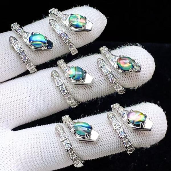 PROME 天然石 特別仕様品・限定品・再入荷不可・アバロンシェル・白銅指輪・フリーサイズ・P8127