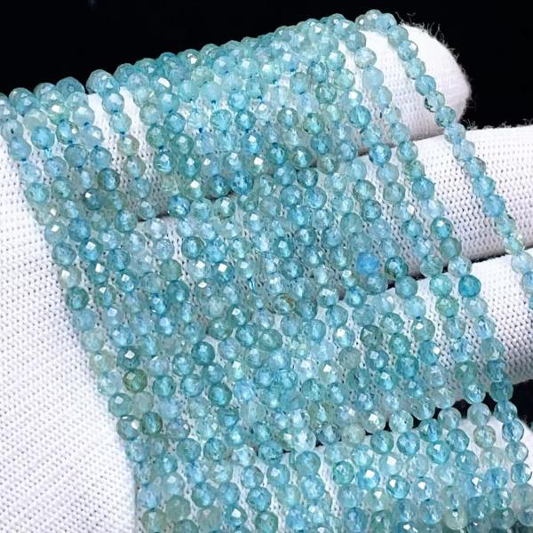 PROME 天然石・高品質 ・アパタイト・マダガスカ産・ミラーボールカット・3mm ・40cm・連材・DIY・ハンドメイド用・ NO.P8667