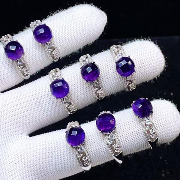 PROME 天然石 特別仕様品・限定品・再入荷不可・ウルグアイアメジスト・白銅指輪・フリーサイズ・P8704