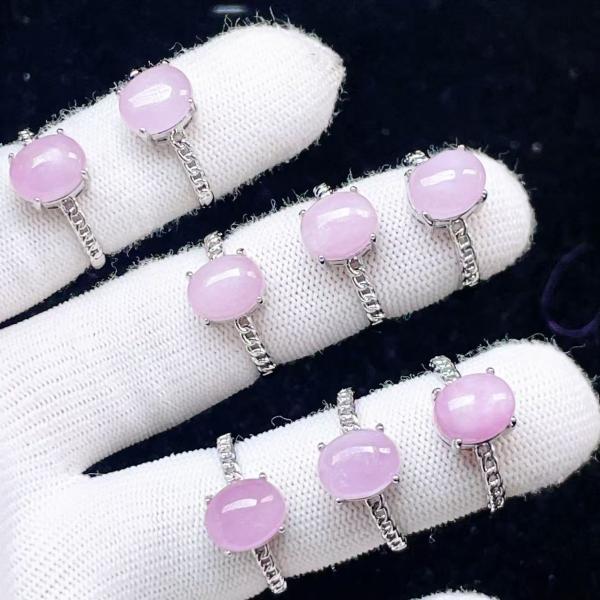 PROME 天然石 特別仕様品・限定品・再入荷不可・クンツァイト・白銅指輪・フリーサイズ・ P9094