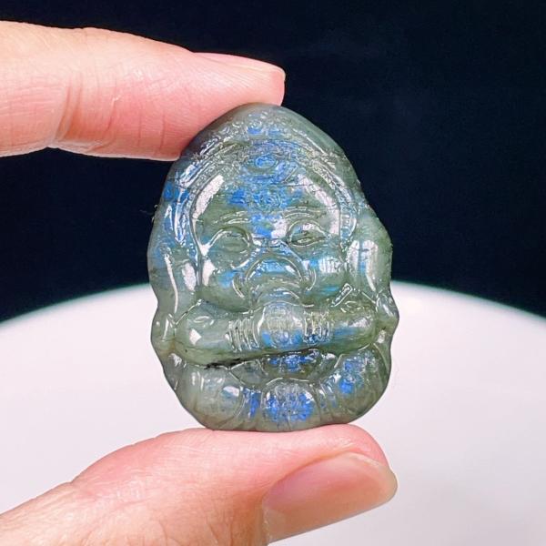 天然石　ガネーシャ　ラブラドライト レインボーラブラドライト ラブラドライト ガネーシャ 貫通穴アリ 置物