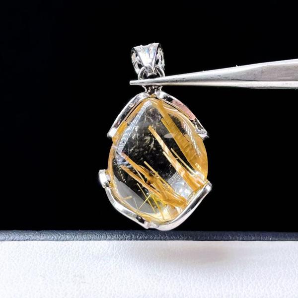 PROME 天然石 一点物・特別仕様品・ゴールドルチルクォーツ・針入り