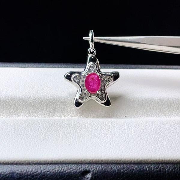 PROME・天然石 一点物・特別仕様品・ルビー・ペンダントトップ・SILVER925製・シルバー【17x17x6mm ±1mm】V55255