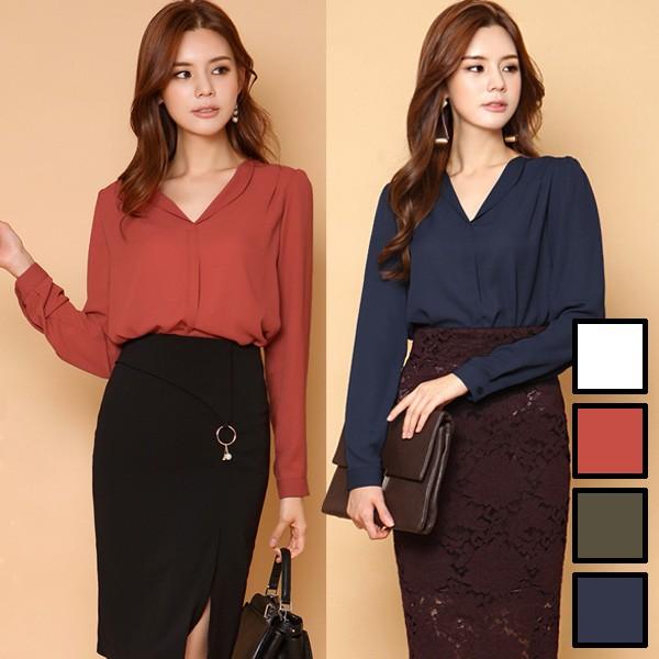 カットソー レディース ターンカラー ｙ字ネック シフォンカットソー Gina 長袖 無地 シンプル オフィスカジュアル 通勤 着まわし 1641 B Hi ジーナ ジュエリー 通販 Yahoo ショッピング