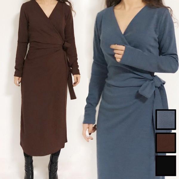 ワンピース レディース ギャザー ウエストリボン ロング丈 ラップワンピース 長袖 大人可愛い シンプル カジュアル 無地 普段づかい 2817 S 0122 Fu ジーナ ジュエリー 通販 Yahoo ショッピング