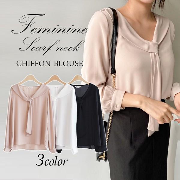 ブラウス レディース スカーフカラー フェミニンシフォンブラウス Gina 30代 40代 長袖 シンプル オフィス 無地 ママ 母 春 2913 F 0401 Fu ジーナ ジュエリー 通販 Yahoo ショッピング