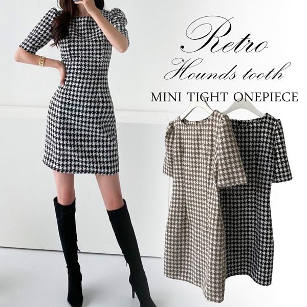 ワンピース レディース ハーフスリーブ 千鳥格子 ミニ丈タイトワンピース Gina お呼ばれ 30代 代 秋 冬 3232 Jt Fu ジーナ ジュエリー 通販 Yahoo ショッピング