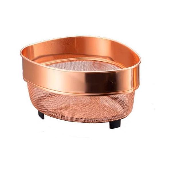 【サイズ】W217×D158×H125mm【材質】本体：銅,足：ABS樹脂銅イオン効果により、雑菌やカビの繁殖を抑え、ぬめり、悪臭を低減。本体に網を使用しているので水切れが良く、たいへん使いやすくなっています。