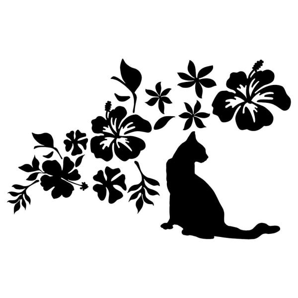 ハイビスカス プルメリア 南国の花 をあしらった ハワイアン 猫 シルエット ステッカー Buyee Buyee Japanese Proxy Service Buy From Japan Bot Online