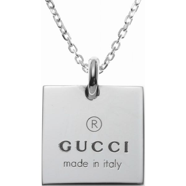 美品 グッチ ネックレス ペンダントトップ シルバー プレート GUCCI（グッチ） ペンダント レディース トップ幅1.8cm プレートトップ