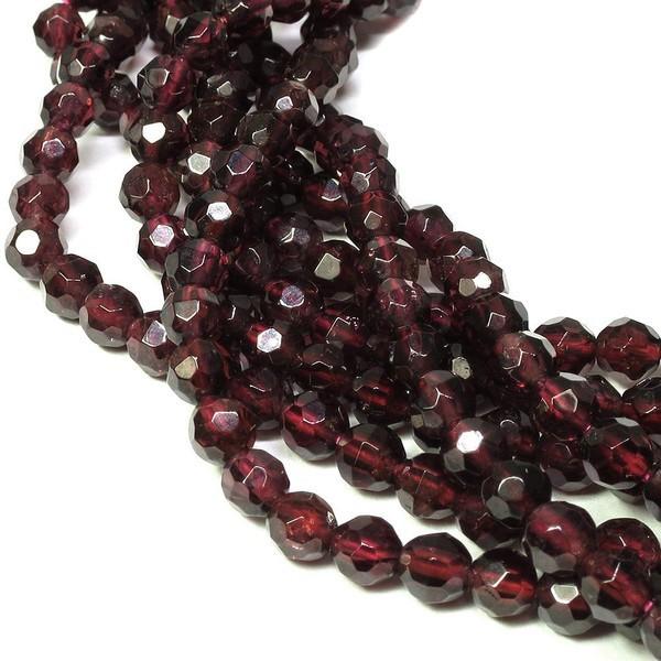 天然石ビーズ ガーネット 4mm カット 20玉セット パワーストーン 粒