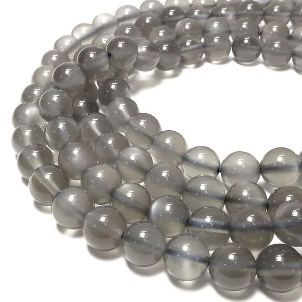 天然石ビーズ グレームーンストーン 6mm 丸玉 10玉セット