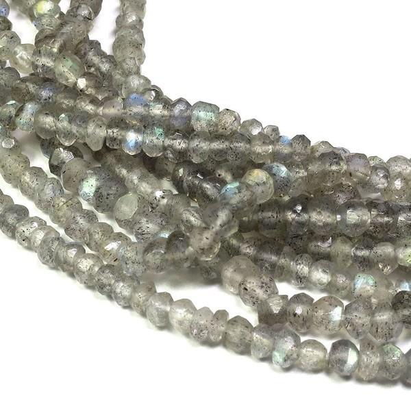 天然石ビーズ ラブラドライト 2×1.5mm ボタンカット 10cm連 
