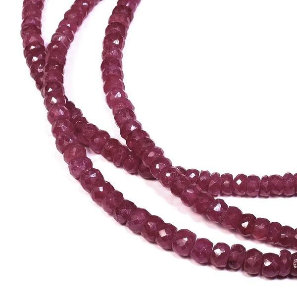 天然石ビーズ ルビー 2×3mm ボタンカット ネックレス用 パワーストーン