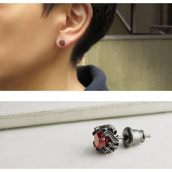 ピアス メンズ 赤 レッドジルコニア 唐草 アラベスク 黒 ブラック シルバー925 片耳 おしゃれ 1p ブランド 代 30代 男性 彼氏 プレゼント Ouap1ikymu ファッション Windowrevival Co Nz