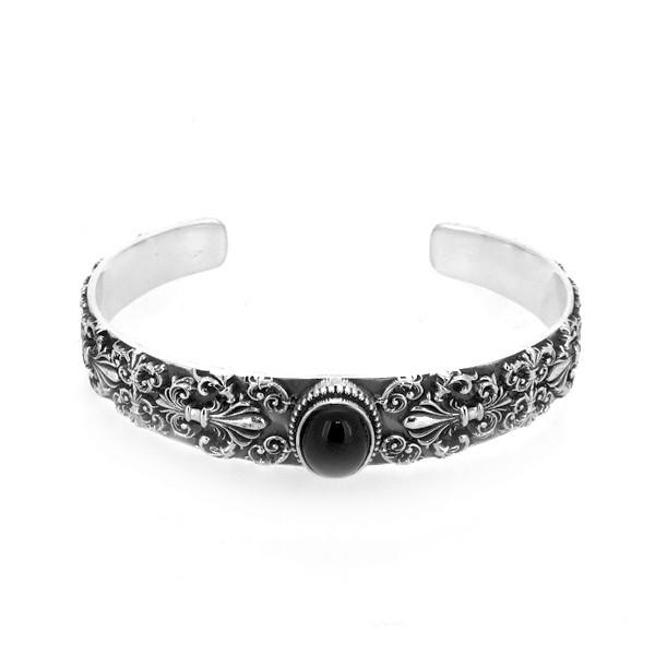 リリー バングル オニキス 百合の紋章 フレア ゴージャス 石