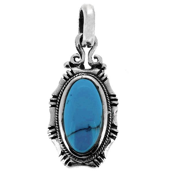 ネイティブ ペンダントトップ(チェーンなし) オーバル ターコイズ