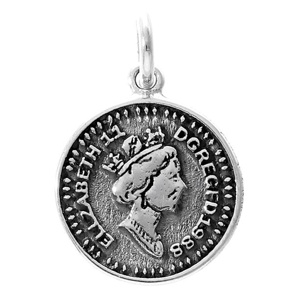 イギリス エリザベス コイン ペンダントトップ チェーンなし 硬貨 シルバー925 ネックレス トップ ヘッド 銀貨