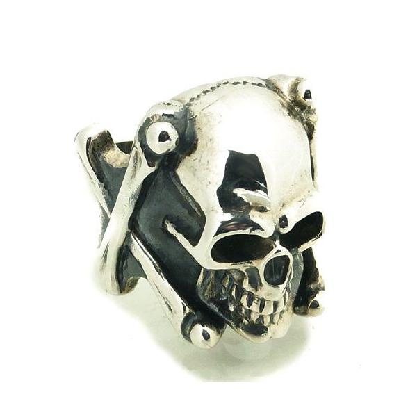 リング メンズ シルバー スカル ドクロ クロスボーン 11-27号 ブランド