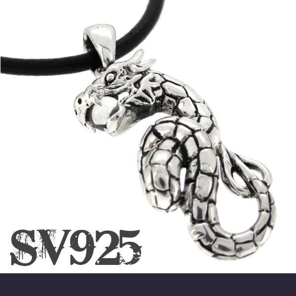 ネックレストップ メンズ シルバー クリスタル ドラゴン 竜 人気