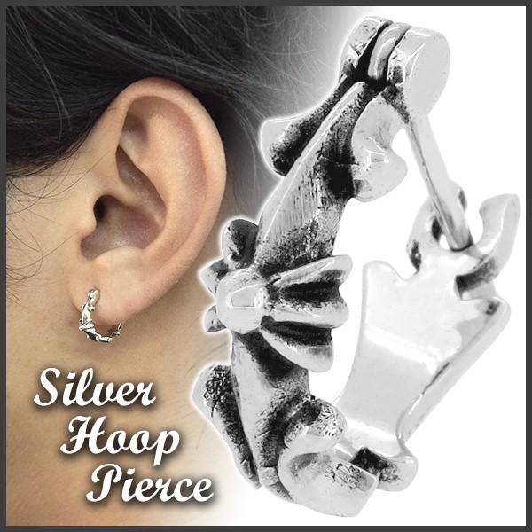 ユリ フープ シルバーピアス(シンプル) 1P リングピアス 片耳用 ロック