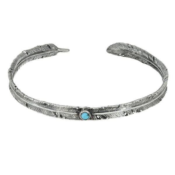 5.0mm幅 フェザー ターコイズ バングル シルバー925 ブレスレット