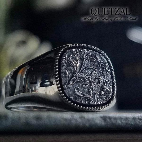 Quetzal スクロールシグネットリング リング 18号〜28号