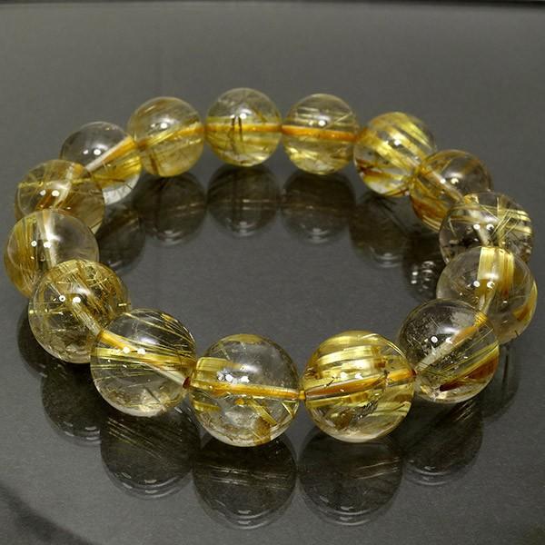 金針 ブレスレット ルチルクォーツ 14mm 19cm 天然石 パワーストーン