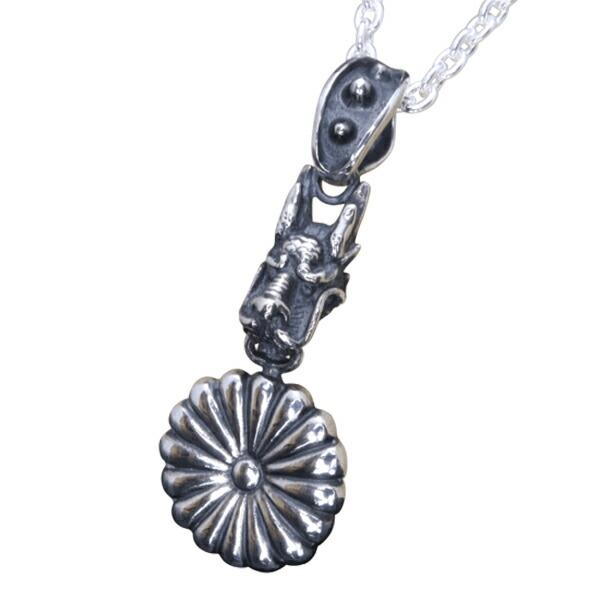 ペンダント 龍頭 ブルートパーズ 白仕上げ 双龍頭 ペンダントトップ チェーンなし