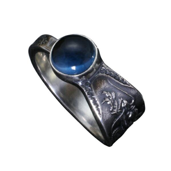 龍頭 龍 リング 21〜24号 指輪 竜 ドラゴン 天然石 ガーネット ブルー