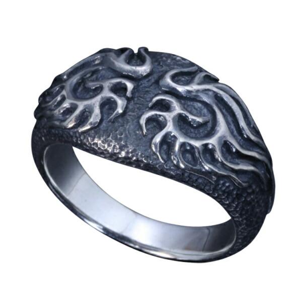 龍頭 いぶし 火焔 リング 10〜27号 指輪 メンズ シルバー シルバー