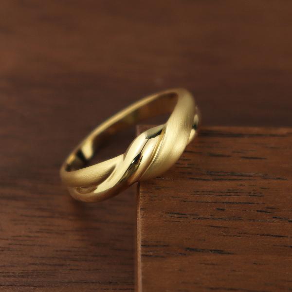 K18 鏡面 & つや消し ツイスト ゴールドリング 18金 18k ゴールド