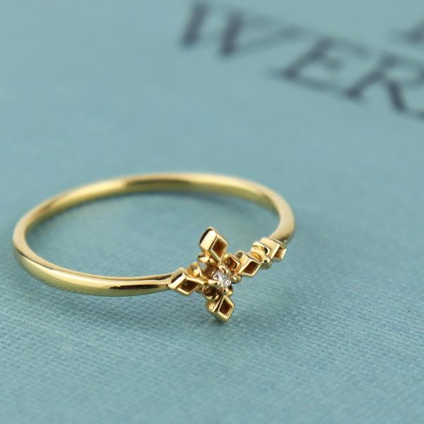 K18 ダイヤモンド クロス リング 指輪 ゴールド 18金 18k 透かし 