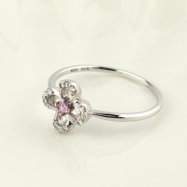 K18 ピンクサファイア ダイヤモンド フラワー リング 18金 18k 