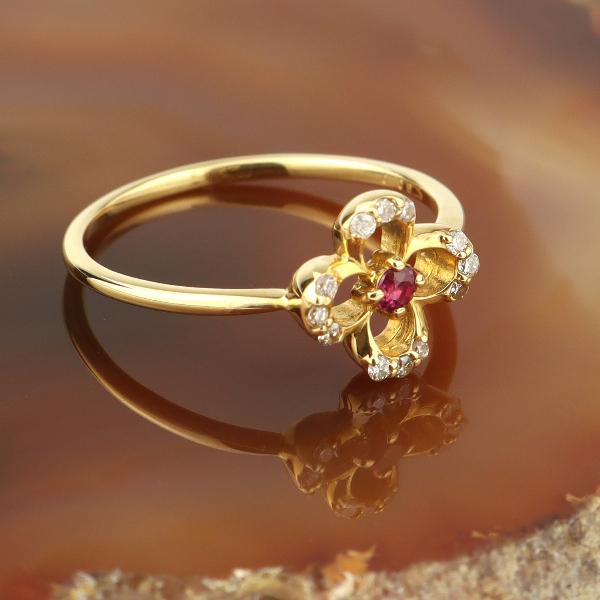 K18 WG ルビー&ダイヤモンド　リング（11号） フラワーリングk18 ルビーダイヤモンド