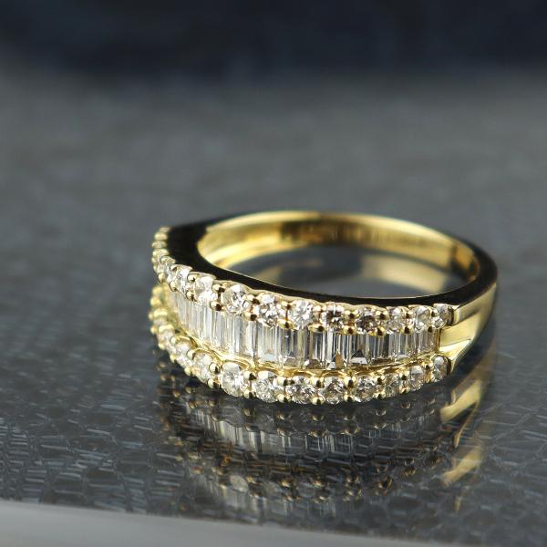 K18 1.0ct バゲットカット ダイヤモンド エタニティリング 指輪