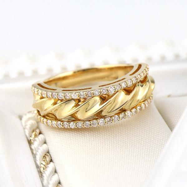 K18 ダイヤモンド ツイスト ゴールド リング 指輪 18金 18k ゴールド 